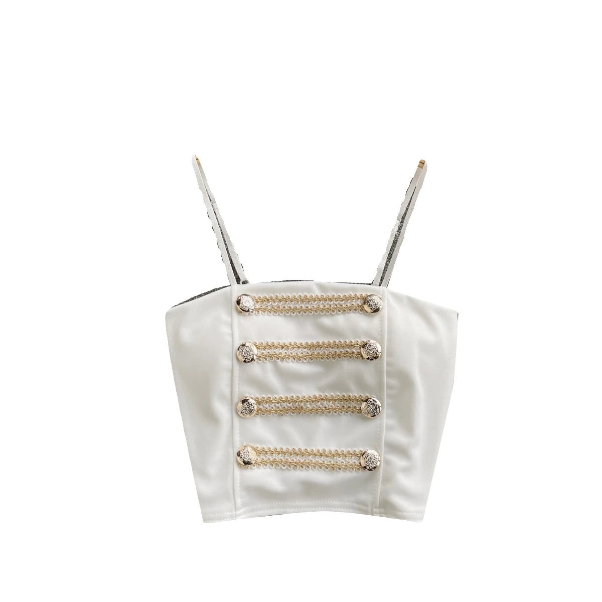 French Style Vintage Black Double Breasted Suspender Women's Summer Sexy Club Slim White Short Slip Top Fashion Versatile Simple