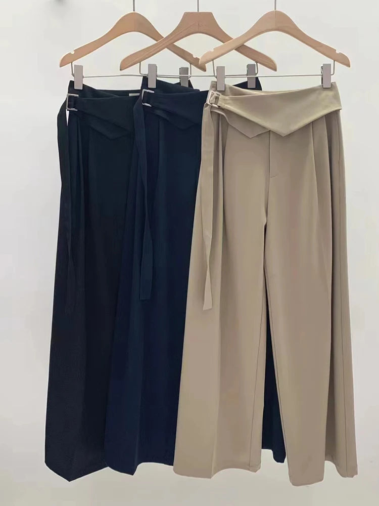 Casual Wide Leg Pants For Women High Waist Loose Solid Minimalist Trousers Female Autumn Clothing Fashion