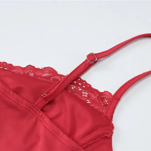 Load image into Gallery viewer, Spaghetti Strap Lace Sexy Mini Dress For Women Red Off-shoulder Strapless Sleeveless Backless Slim Fit Bodycon Dress
