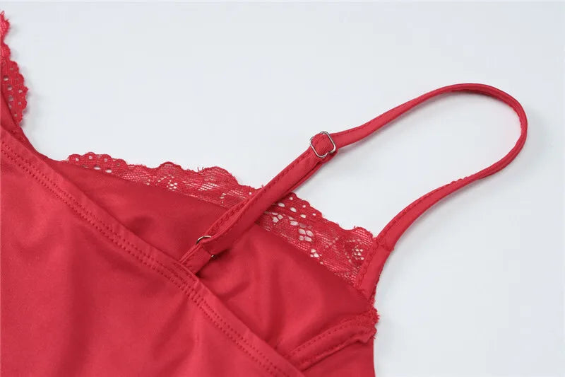 Spaghetti Strap Lace Sexy Mini Dress For Women Red Off-shoulder Strapless Sleeveless Backless Slim Fit Bodycon Dress