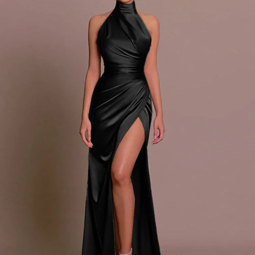Load image into Gallery viewer, Halter Sleevelessthigh High Split Maxi Dress For Women Fashion Backless Bodycon Sexy Club Party Evening Long Dress
