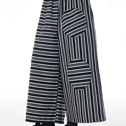 Load image into Gallery viewer, High Elastic Waist Black Striped Spliced Long Wide Leg Pants New Trousers Women Fashion Tide Spring Autumn 2025 1DH7545
