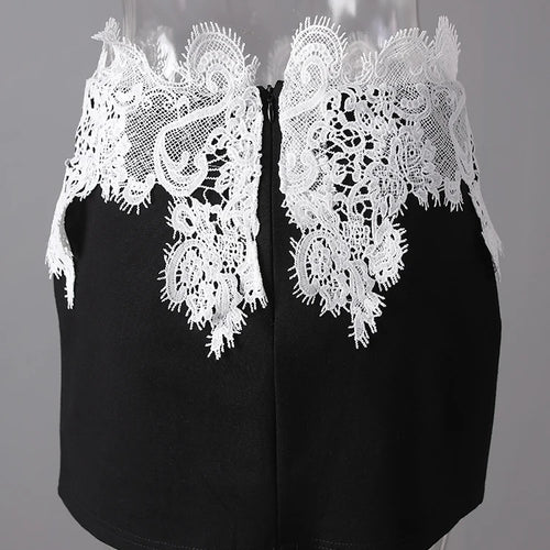 Load image into Gallery viewer, High Waist Black Lace Irregular Color-block Mini Half-body Skirt Women Fashion Tide New Spring Summer 2025 CPG3155

