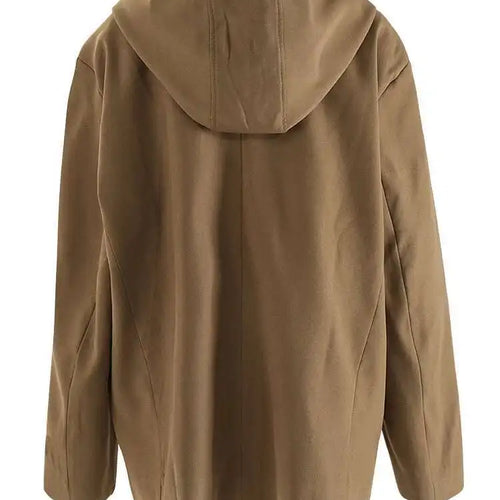Load image into Gallery viewer, Women Khaki Drawstring Big Size Casual Blazer New Hooded Long Sleeve Jacket Fashion Tide Spring Autumn 2025 CPG2241
