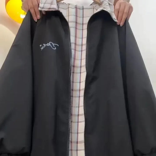 Load image into Gallery viewer, Korean Double Sided Wear Jackets for Women's 2024 Ropa Mujer Streetwear Oversized Tops Hooded Casual Fashion Stand Neck Coats
