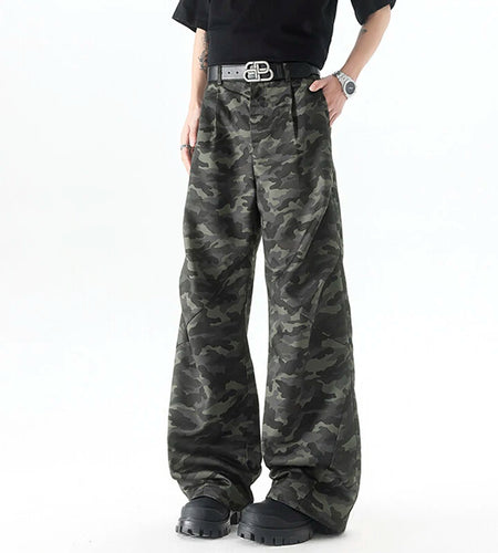 Camouflage Printing Casual Pants New American Loose Wide Leg Style Summer Male Handsome Tide Straight Trousers 9W1641