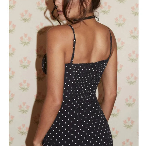 Load image into Gallery viewer, Elegant Sleeveless Polka Dot Lace Patchwork Bodycon Dress Women Backless Female Vestidos Fashion Vacation Summer 2024
