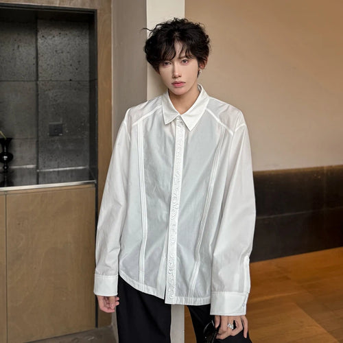 Load image into Gallery viewer, Male Long Sleeve Shirts New Spring Embroidered Eternal Flower Design Turn-down Collar Trendy Single Breasted Top 9W1754
