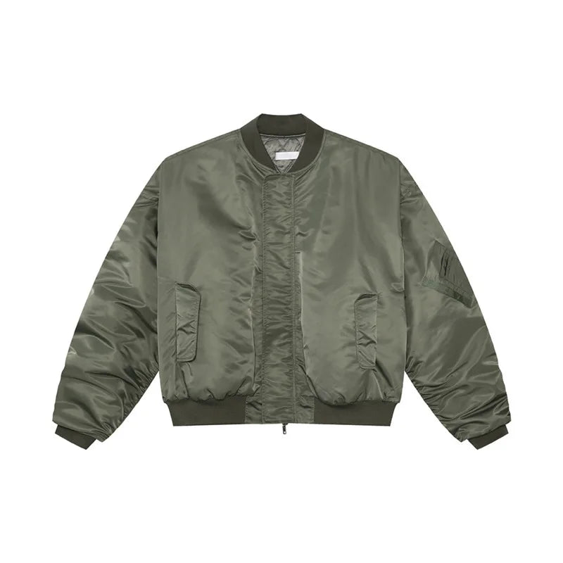 Autumn Men's Cotton Coats Round Collar New Solid Color Pleated Design Korean Simple Male Loose Padded Jackets 2024 9C9344