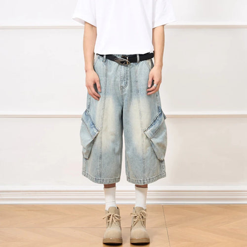 Load image into Gallery viewer, Men&#39;s Jeans New American Style Distressed Washed Multi Pockets Trendy Straight Leg Stylish Male Casual Bottoms 9W1910
