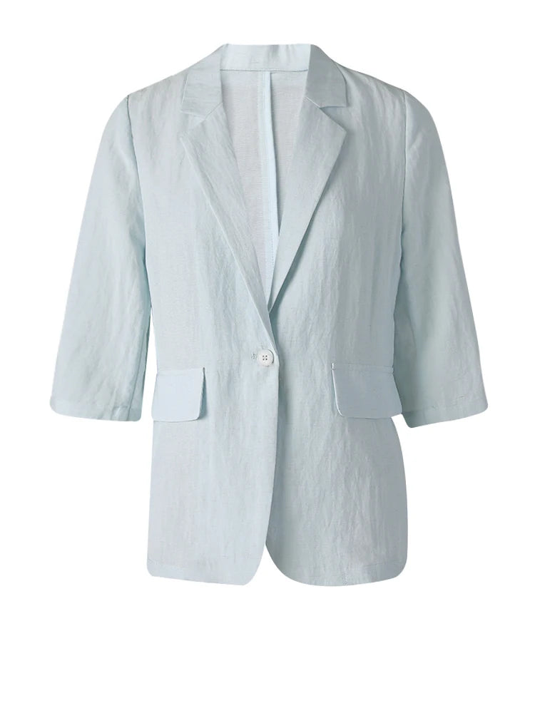 Women Black Thin Elegant Single Button Blazer New Lapel Half Sleeve Jacket Fashion Tide Spring Summer 2025 CPG3268