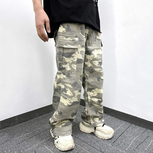 Load image into Gallery viewer, Men's Cargo Pants New American Style Multi Pockets Designed Loose Straight Wide Leg Trendy Casual Male Trousers 9W1781
