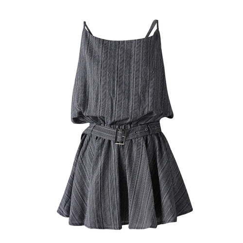 Load image into Gallery viewer, Women White Belted Elegant Spaghetti Strap Mini Dress New Round Neck Sleeveless Fashion Tide Spring Summer 2025 CPG3145
