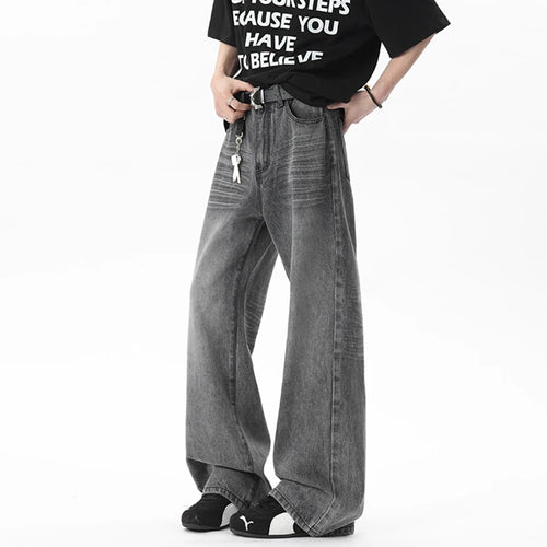 Load image into Gallery viewer, Male Jeans New American Style Flower Tied Cat Beard Design Gradient Color Trendy Men&#39;s Straight Leg Casual Bottoms 9W1805
