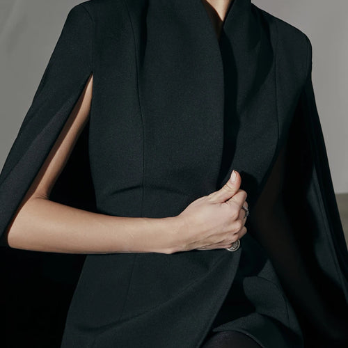 Load image into Gallery viewer, Solid Slimming Spliced Button Minimalist Jackets for Women V Neck Long Sleeves Temperament Jacket Female Clothing
