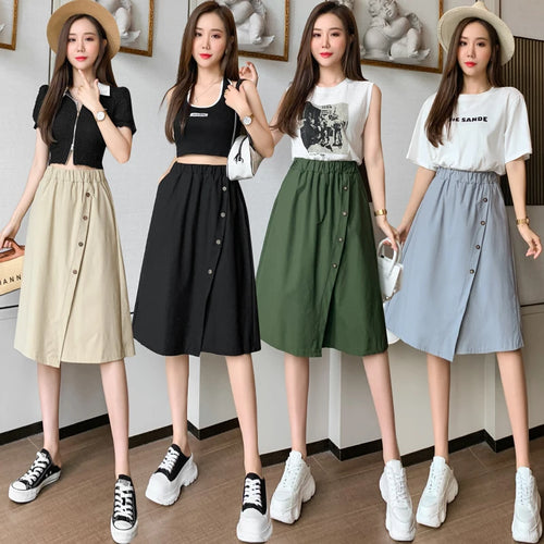 Load image into Gallery viewer, Solid Button Wide Leg Pant Skirt Female High Waist Loose Pentagonal Pant Korean Baggy Casual Fashion Trend Women Clothing Summer
