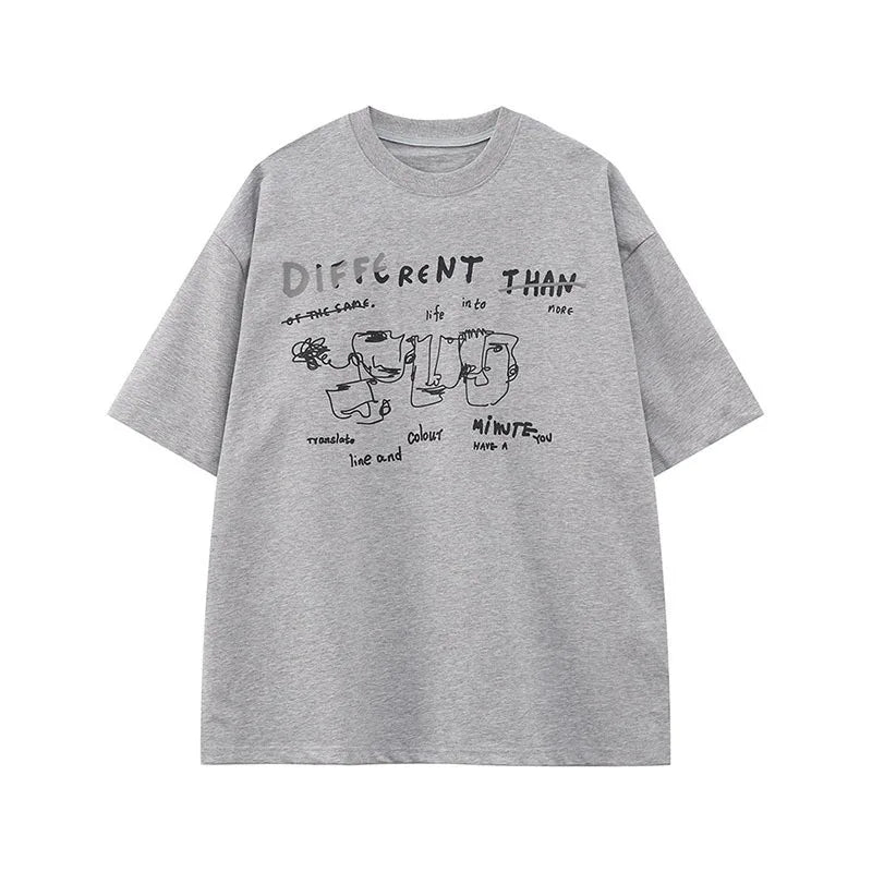 Men's T-shirts New Korean Letter Printed Design Solid Color Loose Trendy Short Sleeve Fashion Male Casual Top 9W1597