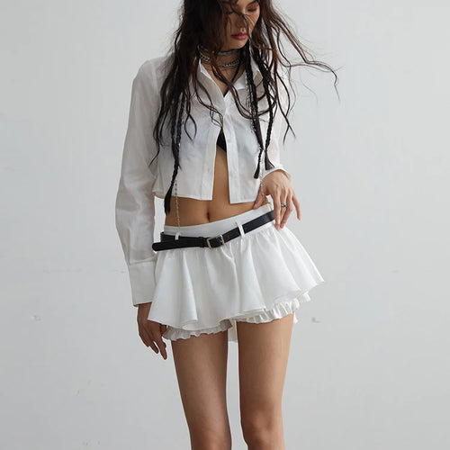 Load image into Gallery viewer, Women White Brief Cotton Elegant Plain Short Blouse New Lapel Long Sleeve Shirt Fashion Tide Spring Autumn 2025 1DH7516
