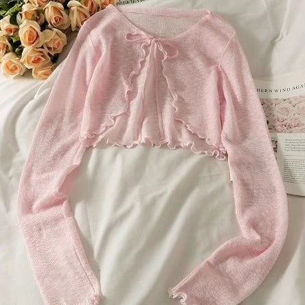 Load image into Gallery viewer, Women Thin Coat Casual Bow Summer Sun Protection Clothes Female Cardigan Shirt Lolita Covers Tops Blouse Woman Blusa
