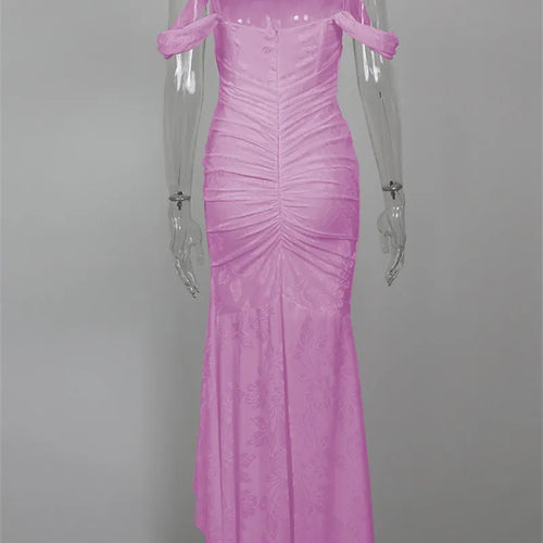 Load image into Gallery viewer, Off-shoulder Backless Sexy Evening Dress For Women Purple Sleeveless Strapless Ruched Bodycon Club Party Dress
