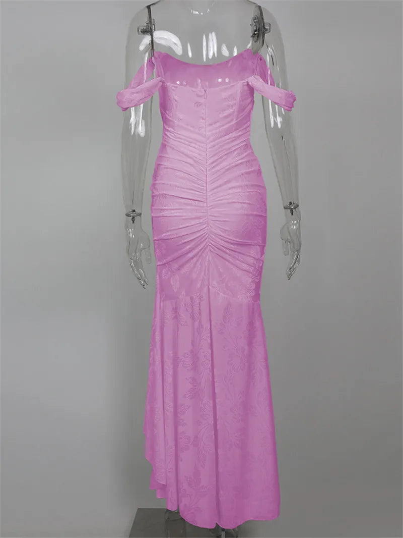 Off-shoulder Backless Sexy Evening Dress For Women Purple Sleeveless Strapless Ruched Bodycon Club Party Dress