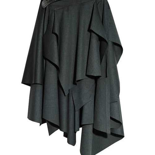 Load image into Gallery viewer, High Waist Dark Gray Cut Style Burr Irregular Slit Half-body Skirt Women Fashion Tide New Spring Autumn 2025 1DH9336
