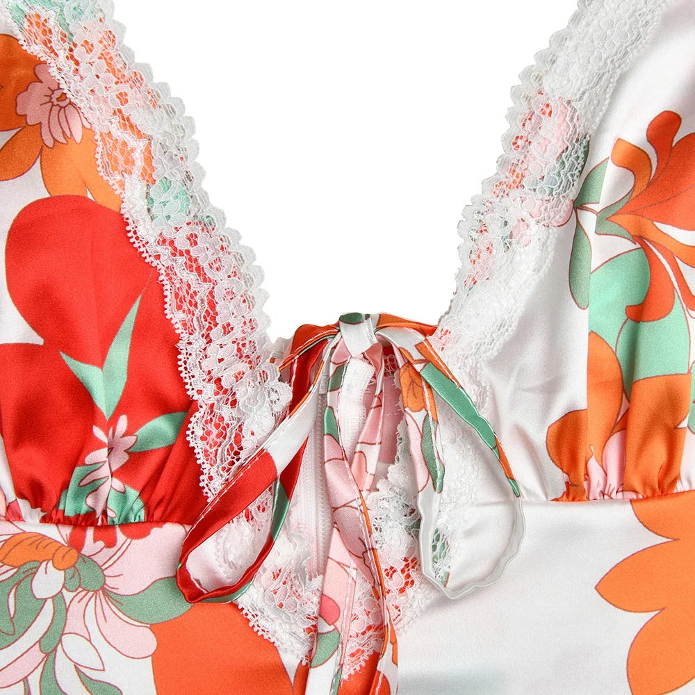 Floral Print Backless Maxi Dress For Women 2023 New V Neck Sleeveless Bodycon Long Dresses Ladies Elegant Sexy Dress