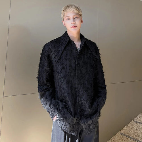 Load image into Gallery viewer, Male Shirts New Personalized Threedimensional Patterned Long Sleeved Shirt Korean Version Trendy Feather Casual Top 9W1280
