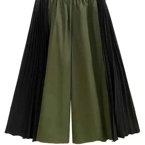 Load image into Gallery viewer, High Elastic Waist Army Green Color-block Pleated Wide Leg Pants New Trousers Women Fashion Spring Autumn 2025 1DH5281
