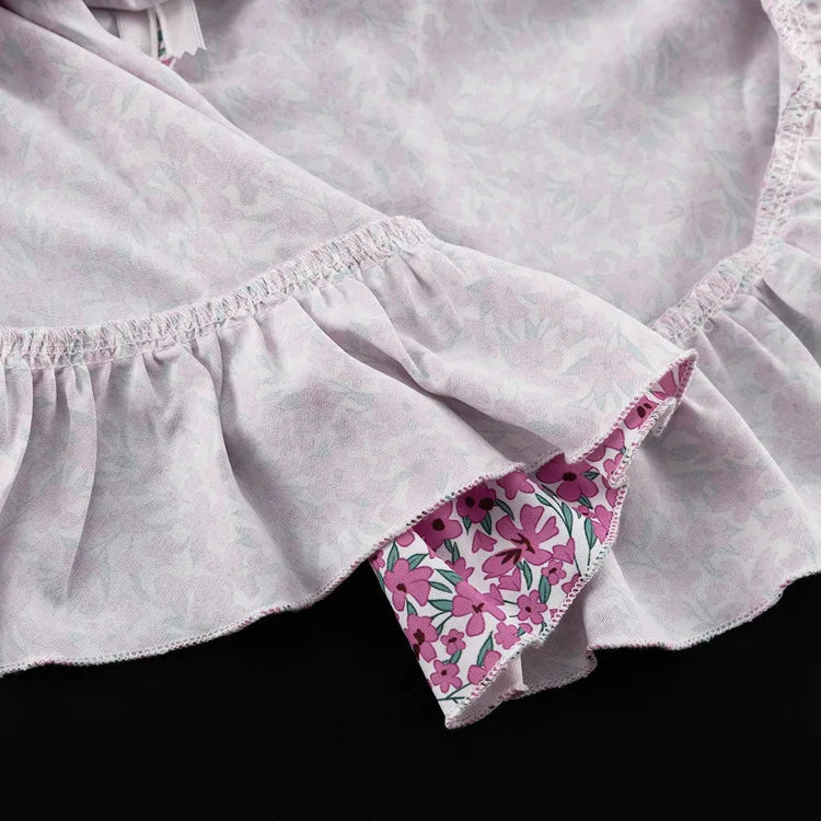 Short Ruffle Sleeve Floral Dress For Women Fashion O Neck High Waist A-line Loose Backless Sexy Mini Dress Elegant