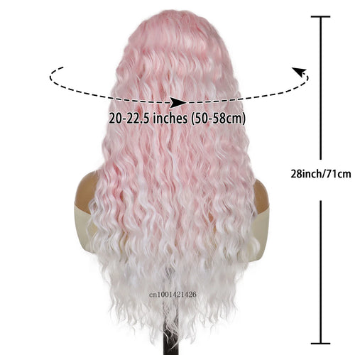 Load image into Gallery viewer, Pink Cosplay Wigs Syntheitc Hair 28 Inch Long Curly Wavy Wigs for Women Carnival Party Halloween Costume WIg Ombre Pink Color
