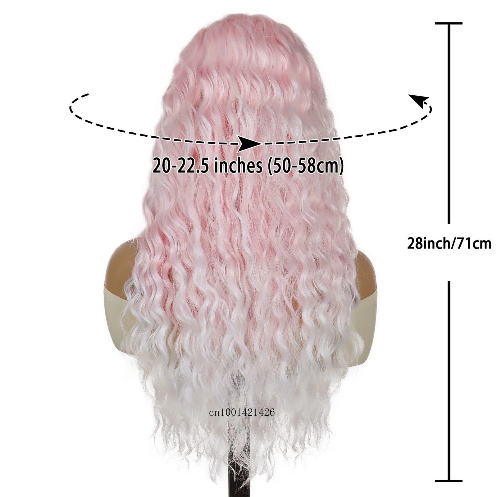 Pink Cosplay Wigs Syntheitc Hair 28 Inch Long Curly Wavy Wigs for Women Carnival Party Halloween Costume WIg Ombre Pink Color