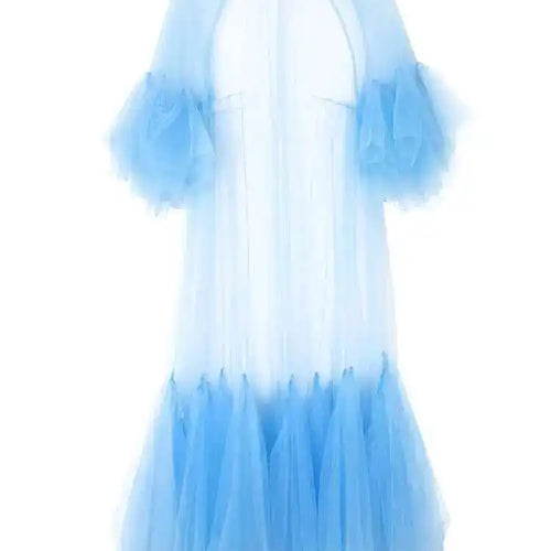 Load image into Gallery viewer, Women Black Ruffles Long Big Size Dress New Round Neck Three-quarter Sleeve Loose Fit Fashion Spring Summer 2025 JR77101
