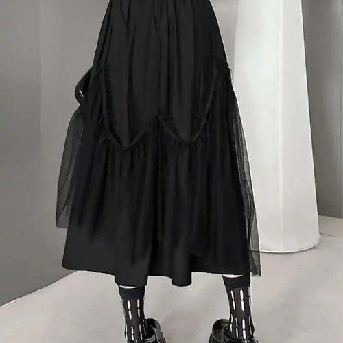 Load image into Gallery viewer, High Elastic Waist Black Mesh String Irregular A-line Half-body Skirt Women Fashion Tide New Spring Autumn 2025 1DH9575
