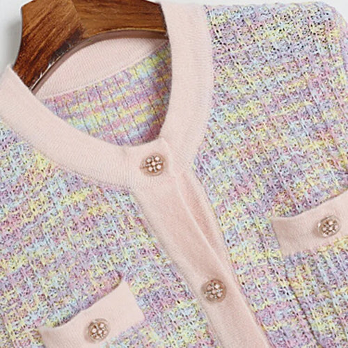 Load image into Gallery viewer, Colorblock Casual Patchwork Single Breasted Knitting Sweaters For Women Round Neck Long Sleeve Sweater Female
