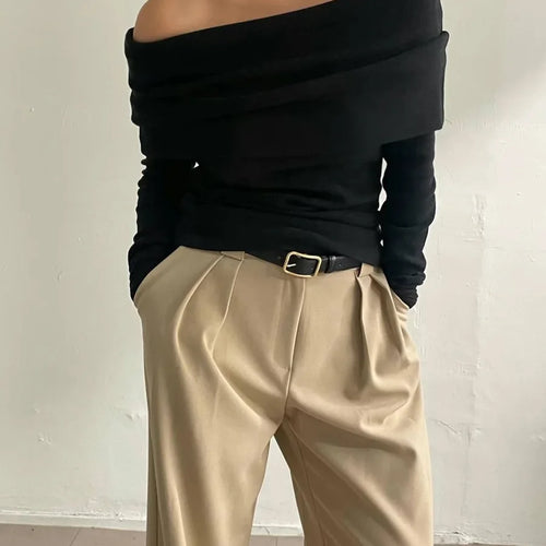 Load image into Gallery viewer, Elegant Knitted Long Sleeve Sweater High Elasticity Slim Top For Women 2025 New Winter Sexy One Shoulder Tight Sweater
