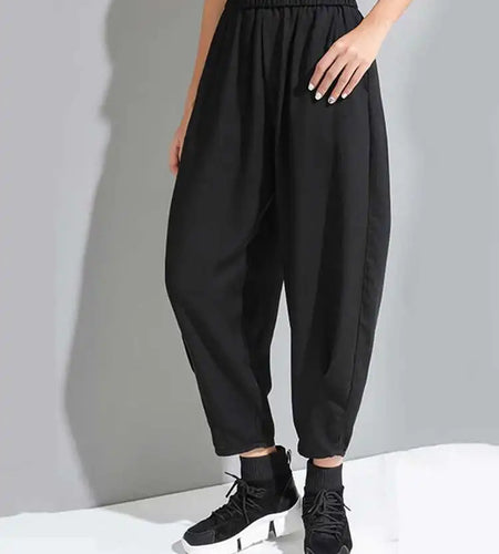 High Elastic Waist Black Pleated Long Wide Leg Trousers New Loose Fit Pants Women Fashion Tide Spring Summer 2025 1U320