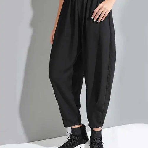 Load image into Gallery viewer, High Elastic Waist Black Pleated Long Wide Leg Trousers New Loose Fit Pants Women Fashion Tide Spring Summer 2025 1U320
