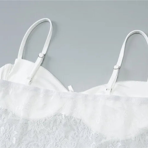 Load image into Gallery viewer, Lace Sexy Two Piece Sets Women Spaghetti Strap Sleeveless Crop Tops And Long Skirt Matching Sets Elegant Club Sets
