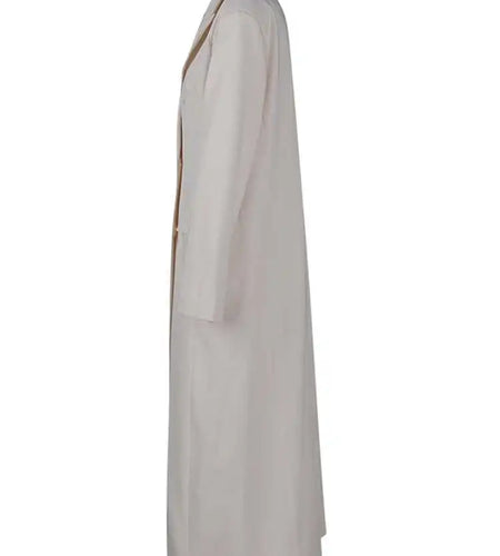 Women Beige Double Breasted Big Size Long Blazer New Lapel Long Sleeve Jacket Fashion Tide Spring Autumn 2025 1LD2046