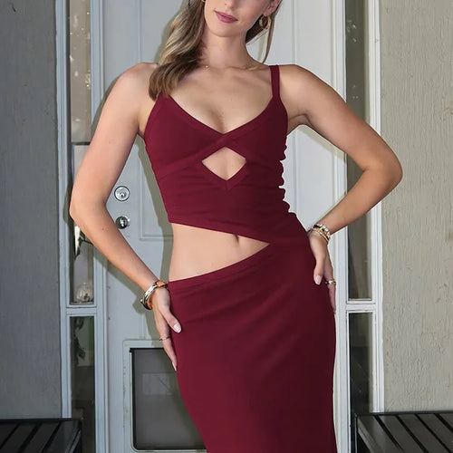 Load image into Gallery viewer, Hollow Out Backless Sexy Maxi Dress Women Gown Spaghetti Strap Sleeveless Irregular Slim Club Long Dress 2025 Summer
