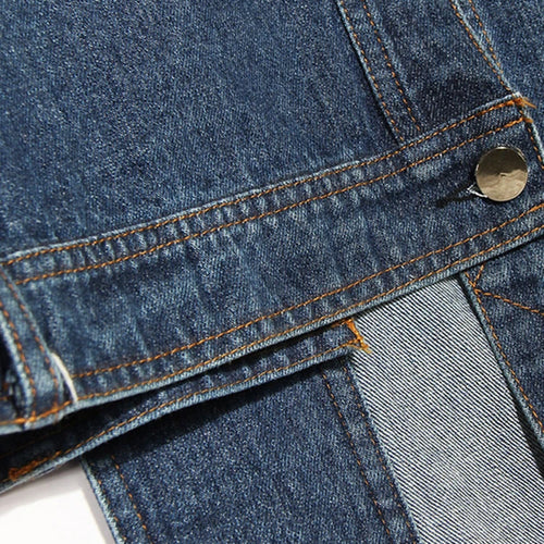 Load image into Gallery viewer, Loose Fit Denim Burr Split Asymmetrical Sweatshirt New Round Neck Long Sleeve Women Big Size Fashion Spring 2025 1M87901
