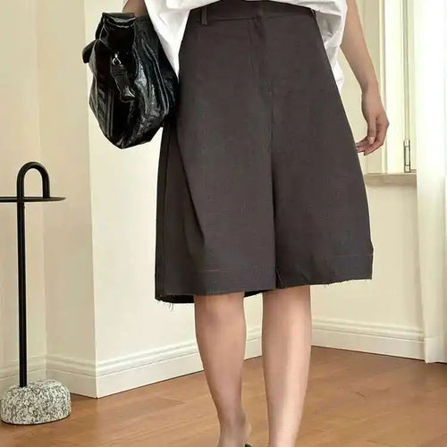 Load image into Gallery viewer, High Elastic Waist Gray Pocket Elegant Knee Length Pants New Trousers Women Fashion Tide Spring Summer 2025 1DH5814
