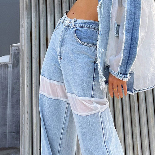 Load image into Gallery viewer, Denim Wide Leg Pants For Women High Waist Patchwork Pocket Casual Loose Jeans Female Fashion Style Clothing
