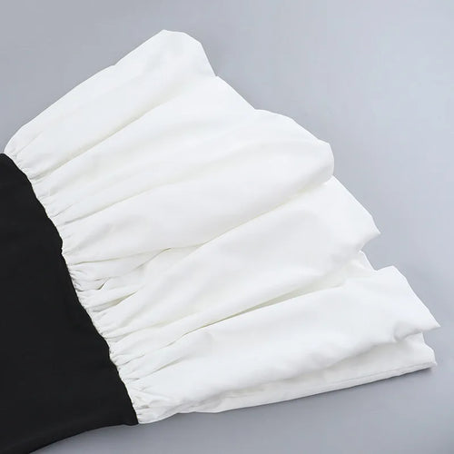 Load image into Gallery viewer, Patchwork Sexy Mini Dress For Women Autumn New Contrasting Color O Neck Long Sleeve High Waist A-line Sexy Dress
