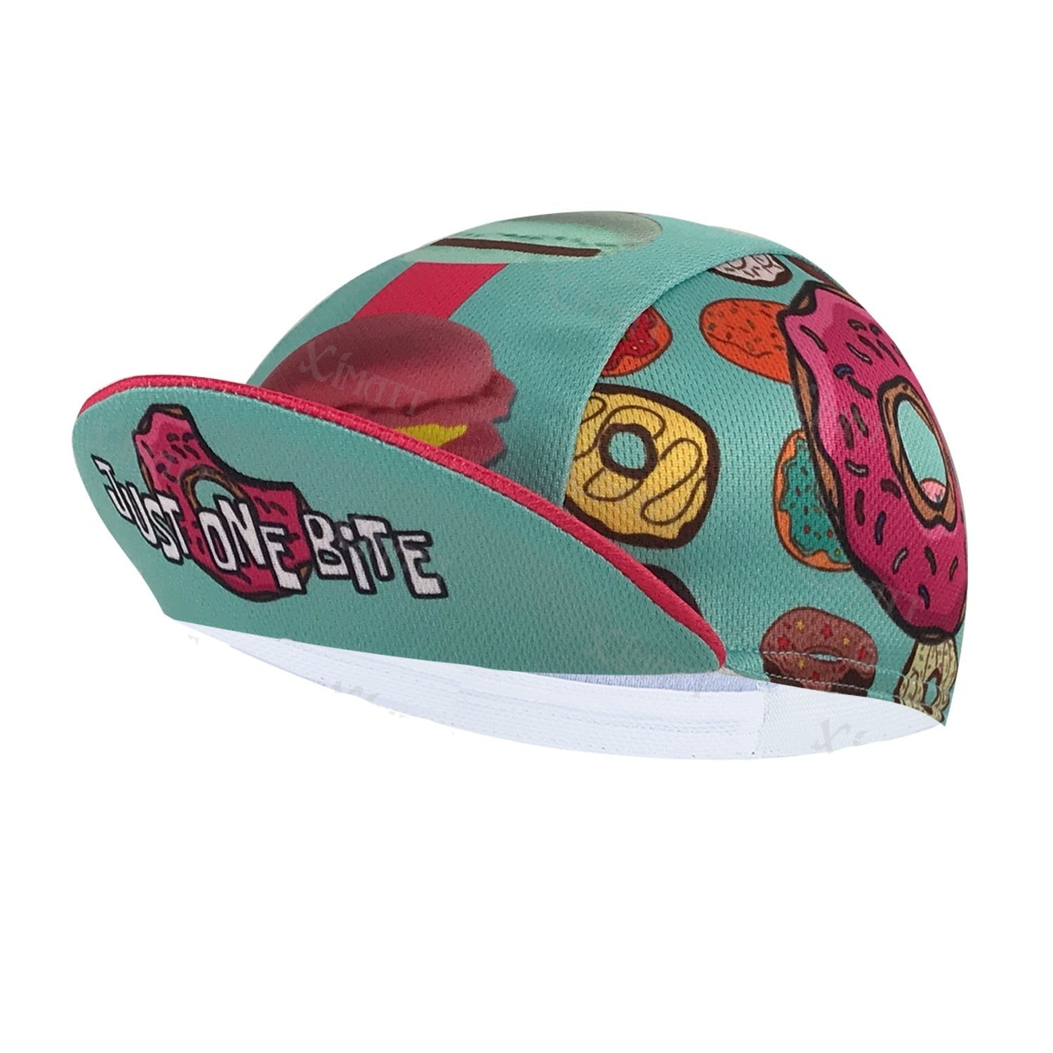 Hamburger Biscuit Cartoon Print  Polyester Bicycle Women's And Men's Caps Quick Drying Summer Sports Bike Hats