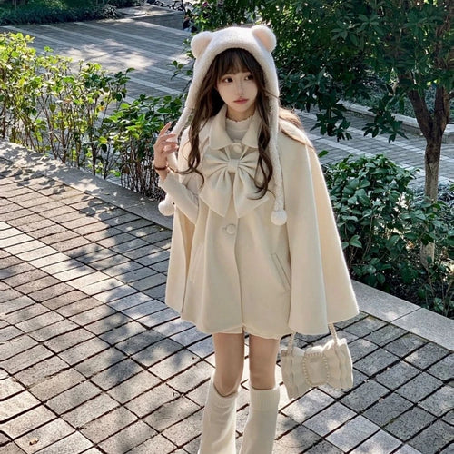 Load image into Gallery viewer, Lolita Sweet Girl Oversized Grunge Jackets Women Y2k Aesthetic Single Breasted Vintage Coats 2025 Harajuku Kawaii Solid Jacket

