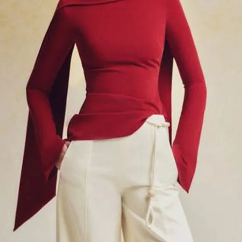 Load image into Gallery viewer, Autumn Winter Women&#39;s Solid Pullovers Tops 2024 New Fashion Flared Sleeves Long Sleeves Zipper Boat Neck Warmth Originality Tops
