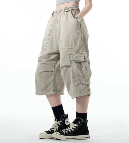 Men's Causal Cargo Pants New American Style Threedimensional Pocket Design Straight Leg Stylish Male Loose Bottoms 9W1859