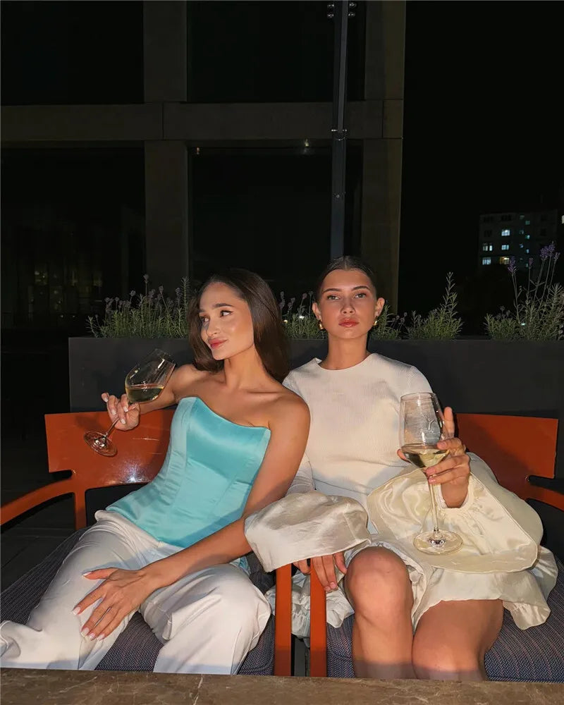 Long Flare Sleeve Knitted Sexy Mini Dress For Women Autumn Winter New Patchwork O Neck A-line Knit Puffy Dress Elegant